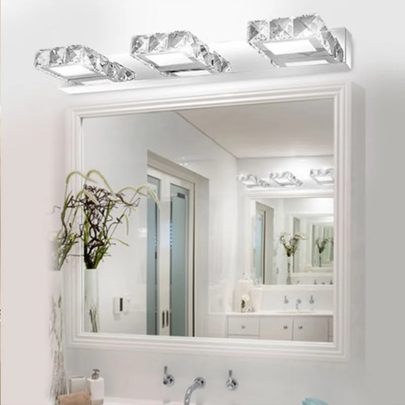 Modern Bathroom Vanity LED Light Crystal Front Mirror Toilet Lamp Wall Fixtures 