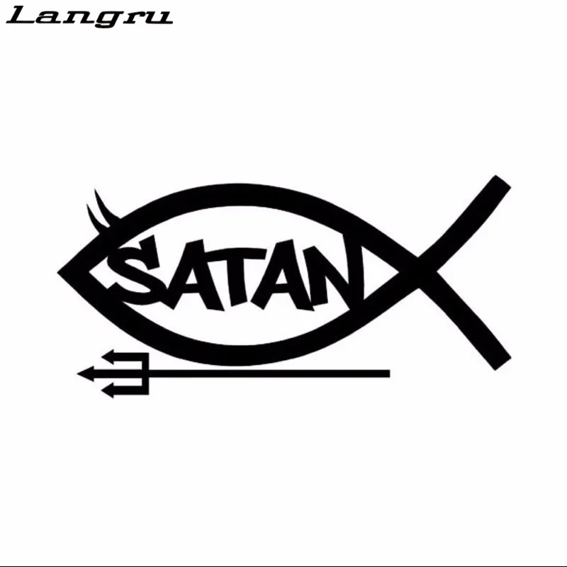 

Langru Personality Devil Satan Fish Vinyl Graphics Decals Car Styling Car Stickers Accessories Decorative Jdm