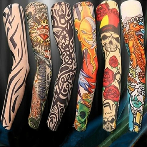 6 шт модные эластичные слипоны Временные татуировки рукава крутые руки чулки крышка