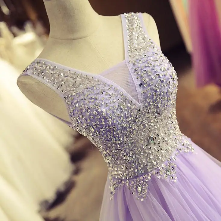 VENSANAC 2018 V Neck Sequined Long A Line Evening Dresses Elegant Crystals Lace Backless Tulle Party Prom Gowns VENSANAC 2018 V Neck Sequined Long A Line Evening Dresses Elegant Crystals Lace Backless Tulle Party Prom Gowns