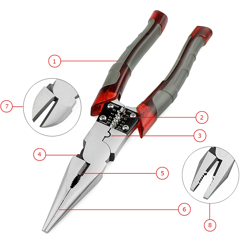 NEWACALOX 8 ''ПРОФЕССИОНАЛЬНЫЙ кусачки для зачистки проводов, плоскогубцы, игла, кусачки для носа, диагональные плоскогубцы, набор для ювелирных изделий DIY, Многофункциональный ручной инструмент