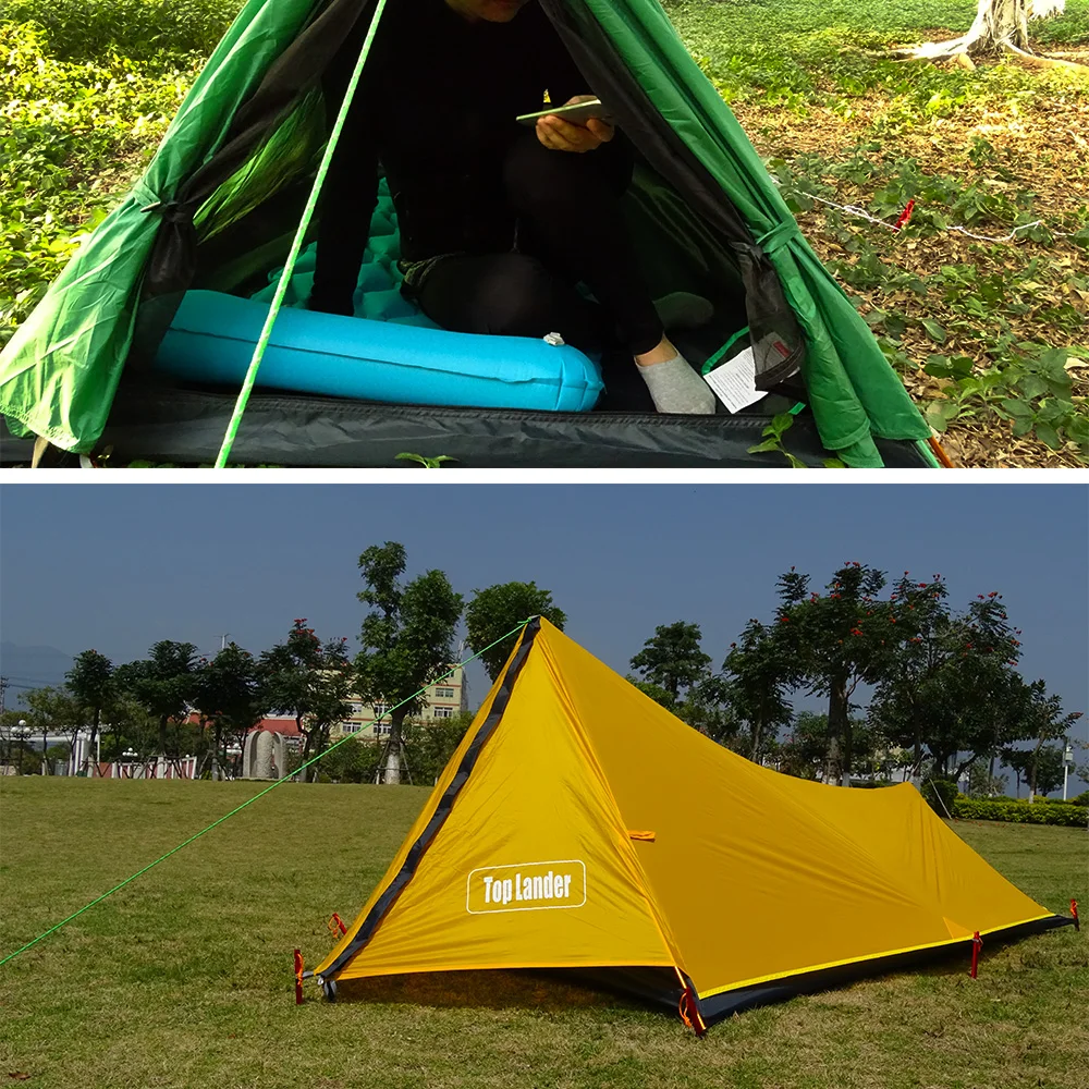 Barraca de Acampamento Torre Ultraleve Tenda Pessoa Caminhadas Montanha Mochila Impermeável Único Bivvy 20d Silicone um Homem Uma 1 22 High Quality Esporte e Lazer
