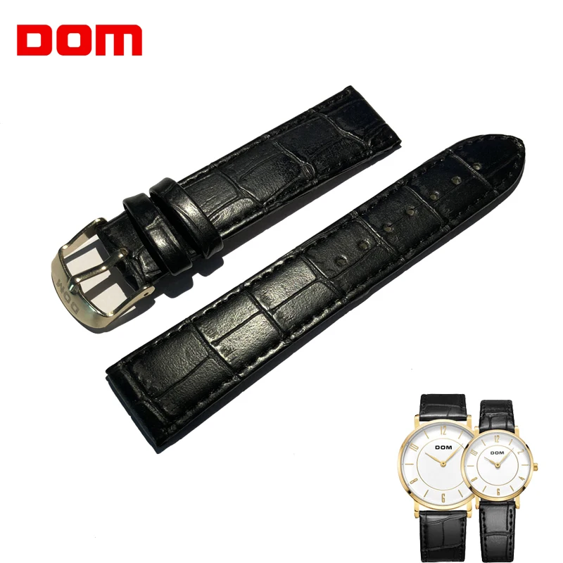 

Watchband Genuine Leather 14mm 20mm Black Gold High Quality Waterproof with Pins Wristwatch Strap Men Women Watch Accessories