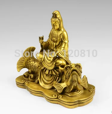 

Copper Guanyin Buddha Guanyin Buddha riding fish ornaments statue