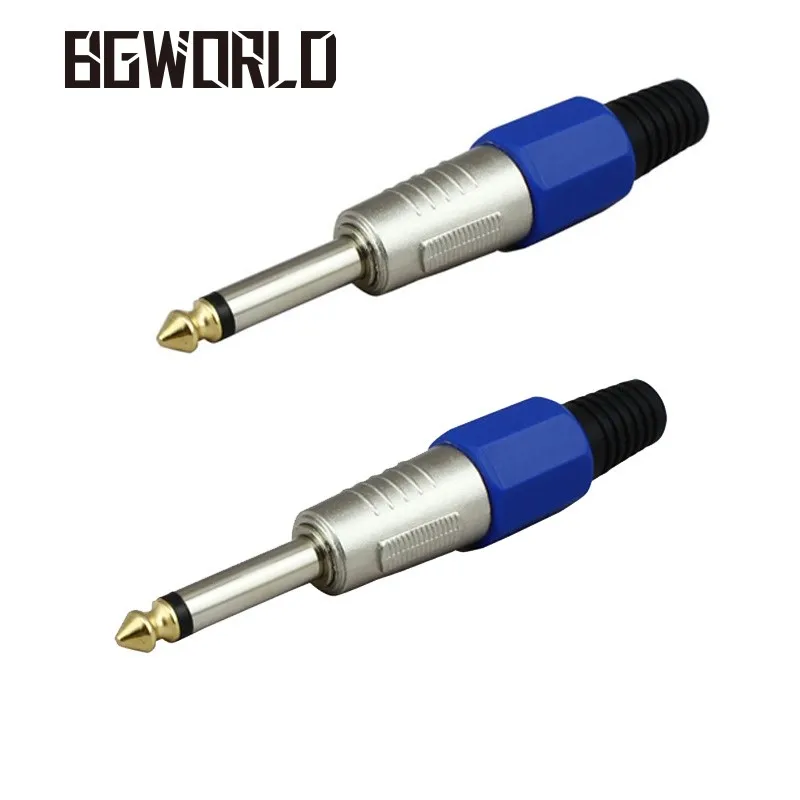 Stereo 6.35mm wire Connector 6.5mm 1/4'' mono jack singgle ...