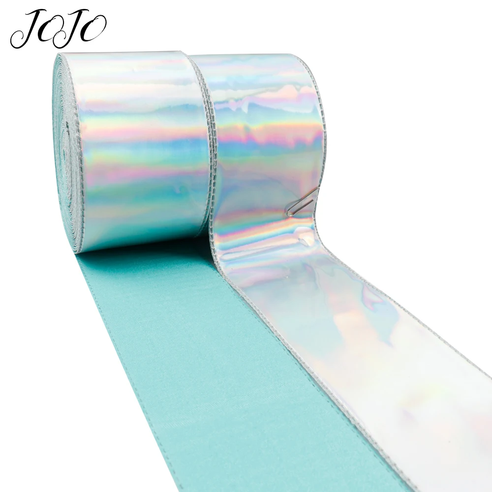 

JOJO BOWS 75mm 1y Laser Leather Ribbon For Crafts Mirror Webbing For Needlework DIY Hair Bows Apparel Sewing Home Decoration