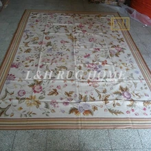 9'x12' Aubusson ковры шерстяные красный дизайн, французский ковер Обюссон, тканый ковер