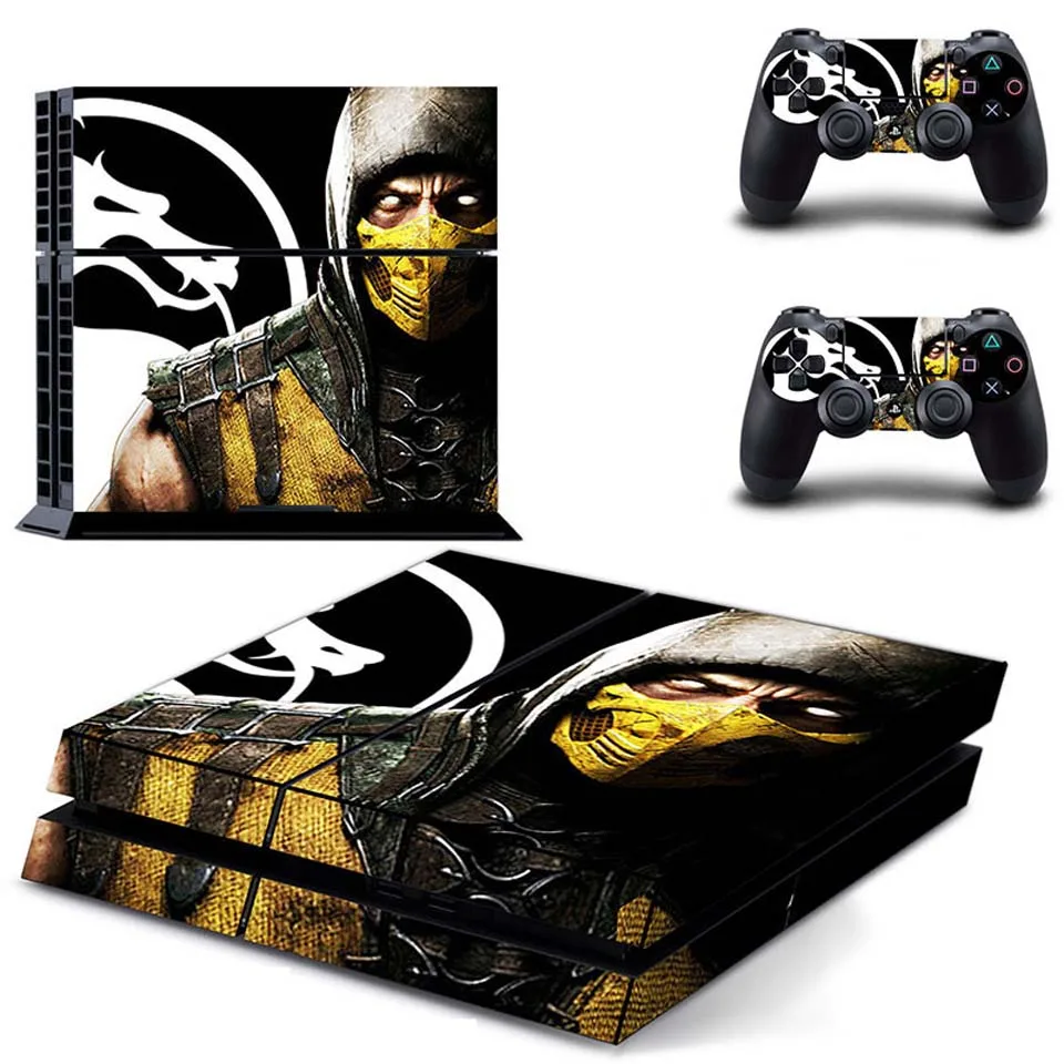 Full Body Vinyl Skin Sticker Decal Cover for PS4 Console and 2PCS Controllers Skins Mortal Kombat