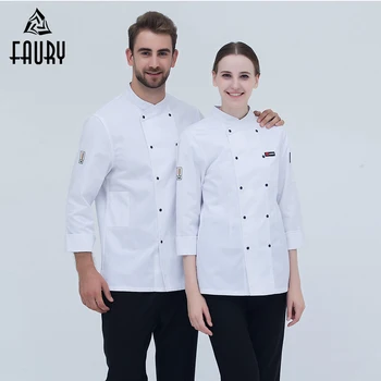 

New Chef Uniform Long-sleeved Double Breasted Chef Jacket Restaurant Kitchen Bakery Sushi Workwear Cooking Clothes High Quality