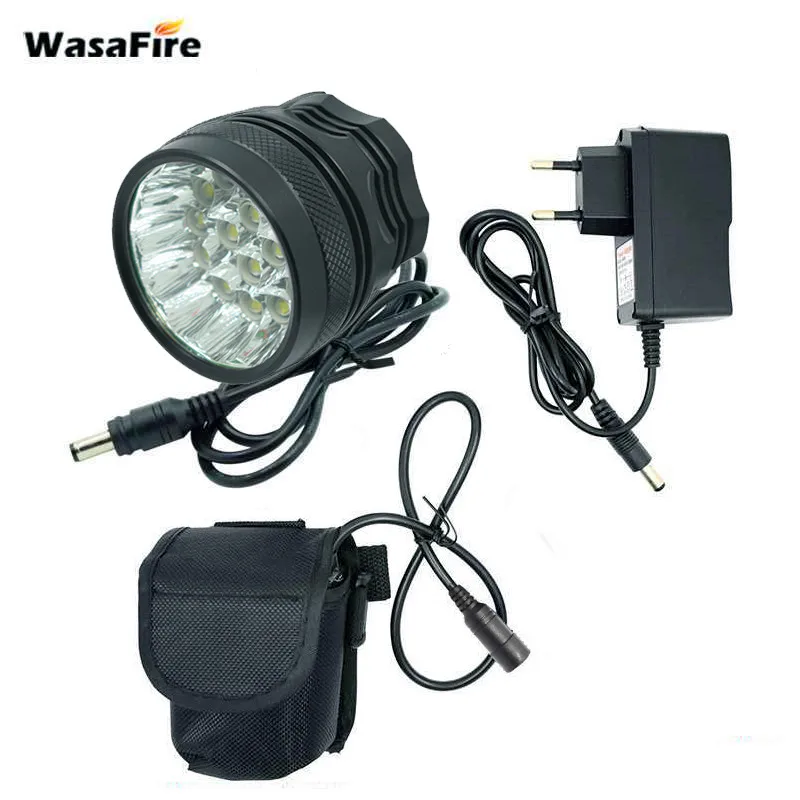 WasaFire 30000lm 16x XML T6 светодиодный 3 режима велосипедный светильник светодиодный велосипедный передний светильник с аккумулятором 9600 мАч головной светильник велосипедный аксессуары - Цвет: Black 9600mAh
