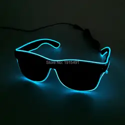 Голос чувствительных Небесно-Голубой EL Провода черный Оптические стёкла Очки Праздничное освещение неоновый свет до рождения очки для Rave
