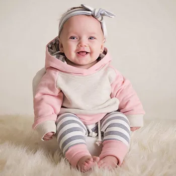 

3pcs Toddler Baby Boy Girl Clothes Set Hoodie Tops+Pants+Headband Outfits Kız Bebek Giyim Daddy Mommy Lovely Comfortable Sets