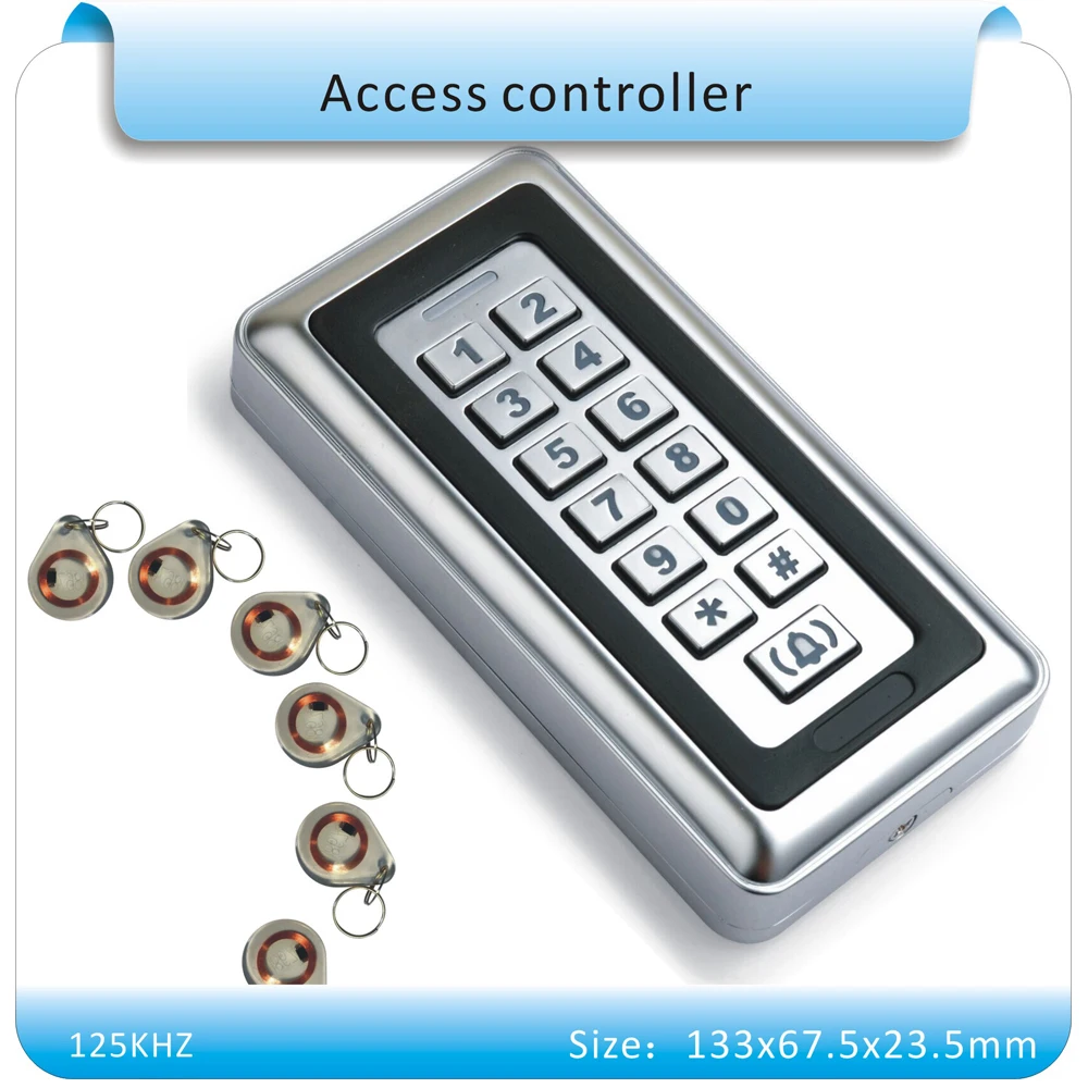 

Metal casing 125KHZ Electronic RFID Proximity Entry Door Lock Access Control System with 10pcs crystal keyfobs