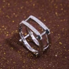 Huitan-Anillo de dedo Punk geométrico, Tres colores disponibles, con piedra de circón, joyería de diseño hueco ► Foto 3/6