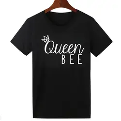 Pkorli для женщин топы корректирующие queen Bee футболка Camisas Femininas Европейский Основной короткий рукав O образным вырезом рубашки для мальчико