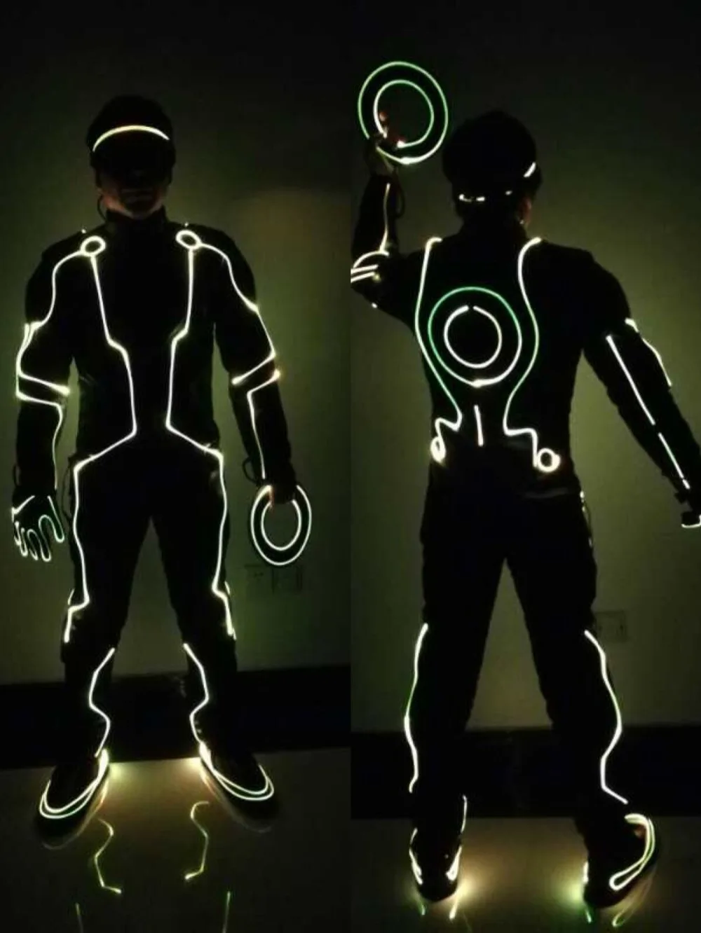 LED Tron Suit Light Up Dance Costumes Luminous Clothing Glowing Dancer  Stage Performance DJ Disco Dress