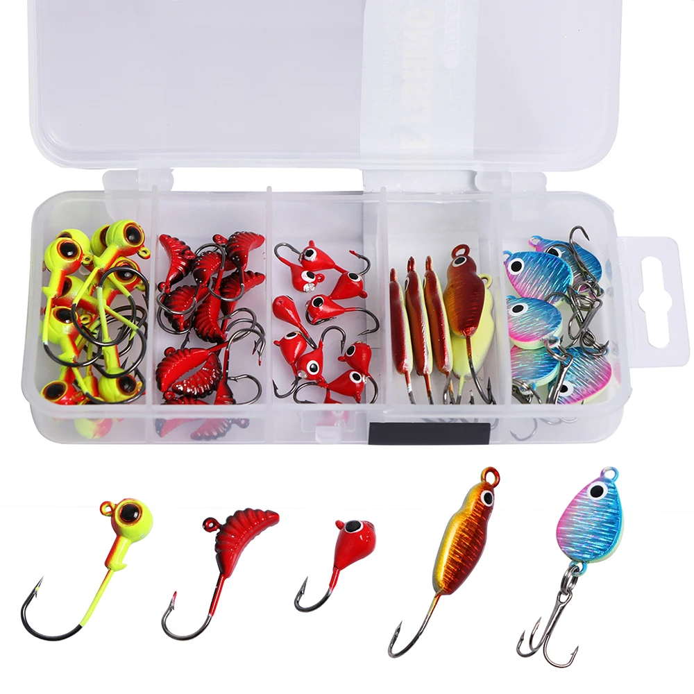 Goture 40pcs Winter Fishing Lure Ice jigs Spoon Hard Artificial Bait