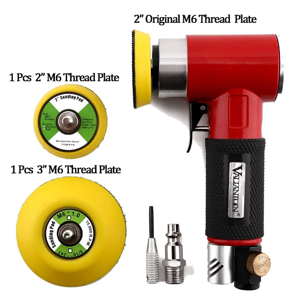 

2" 3" Air Sander 90 Degree Angle Grinder Pneumatic Sander Random Orbital Eccentric Dual Action Polisher with M6 Thread Plate
