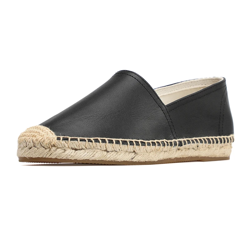Женские эспадрильи на плоской подошве из натуральной кожи|slip on|fashion espadrilleswomen flat |