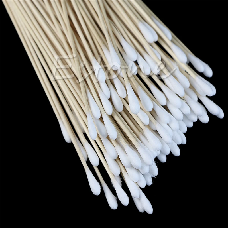 Cotton Swab 6" Applicator Q-tip Swabs White Long Handle Extra Wood Sturdy Cleaning Tool, 100 Pcs image 5