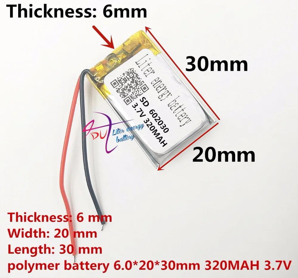 Полимерная литиевая батарея 602030 320 мАч 3,7 в точка считывания ручка CE FCC ROHS MSDS attestation