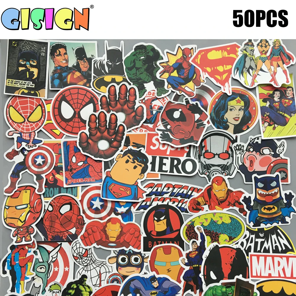 

50Pcs Cartoon Super Hero Stickers MARVEL Avengers Graffiti Decals Bomb Sticker Pack For Kids Gift Toy Skateboard Luggage Laptop