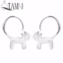 QIAMNI 925 стерлингового серебра милый кот длинный хвост серьги-гвоздики с животными для женщин девочек вечерние Ювелирное Украшение в подарок на день рождения Аксессуары