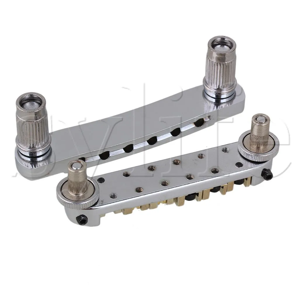 

Brass Roller Saddle Tune-O-Matic Guitar Bridge & Tailpiece Set Chrome