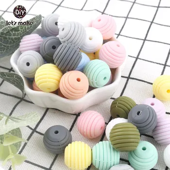 

Let's Make Mint Color Spiral Beads 5pcs 15mm Silicone Round DIY Nursing Jewelry Accessories Beads BPA Free Baby Teether