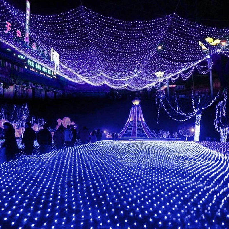 AILEYOU Luces netas de Hadas LED Malla Blanca Lámpara Cadena Pesca Al Aire Libre Iluminación Impermeable Festival Decoración 