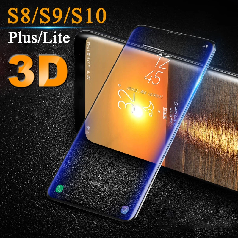 

3D on for samsung galaxy s10 s9 protective glass tempered s8 plus lite light screenprotector s 8 9 10 sheet film 10s 9s s9+ glas