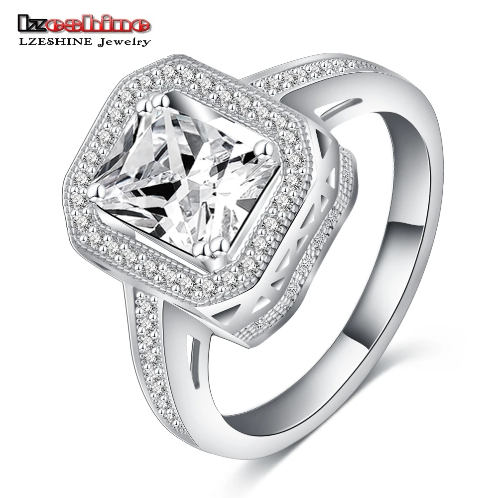 LZESHINE Hot New Big Men's Knuckle Rings Silver Color Micro Inlay AAA Zircon Engagement Rings