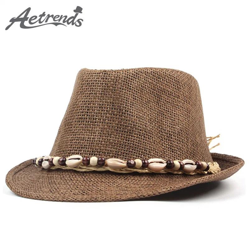 

[AETRENDS] Summer Straw Hats Jazz Cap Men Women Classic Panama Caps Derby Bowler Fedoras Hat Z-6330