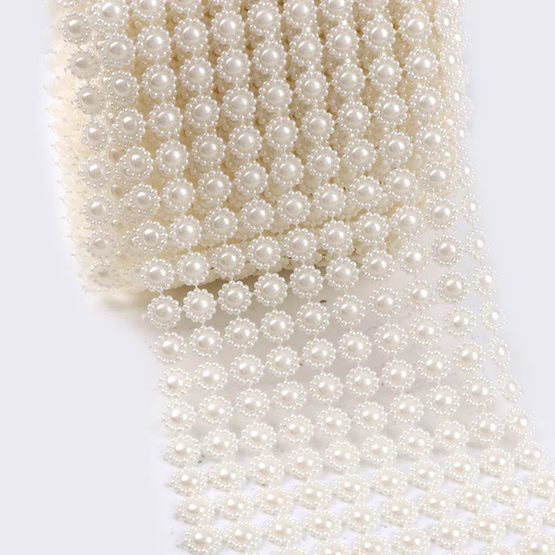 10mm 10 Rows Ivory White 1 Yard Half Round Sunflower ABS Plastic Pearl Beads Chain For DIY Garland Wedding Party Decoration | Дом и сад