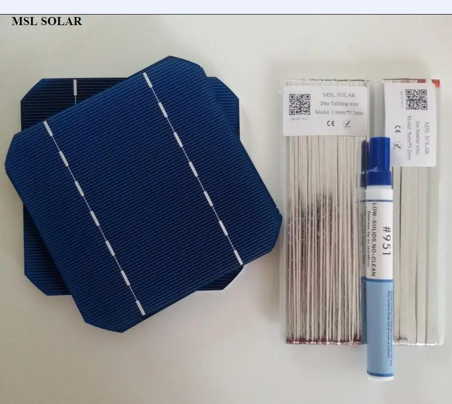 Grau a com 20m Fio de Tabbagem Fio de Barramento Faça Você Mesmo w Painel Solar Kit 40 Pces Monocristalino Célula 5×5 2m 1 Pçs Caneta Fluxo Msl 100