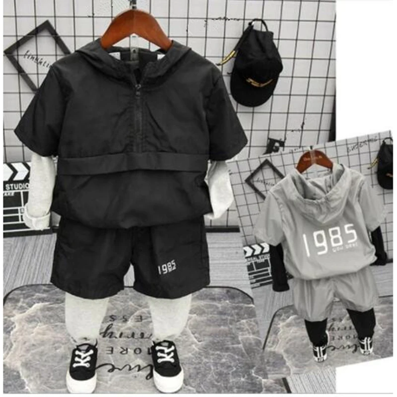 

Children Outfits Letter Printed Boy Suit Clothing Cotton Hooded coat + pants 2pcs Sets Baby Kids splice Suits Boys Clothes Set