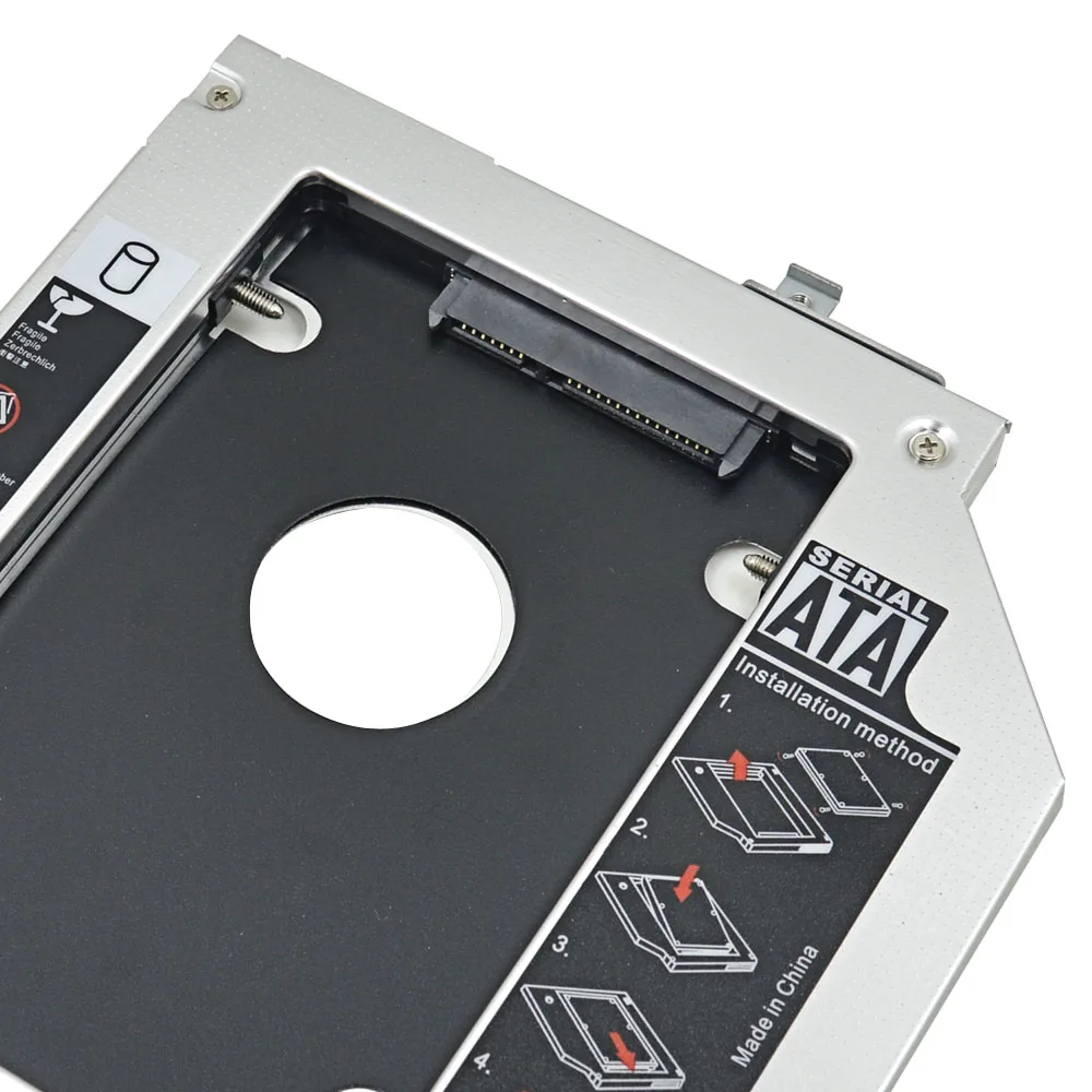 Алюминиевый переходник для 2 го жесткого диска 9 5 мм SATA 3 0 светодиодный &quotSSD чехол