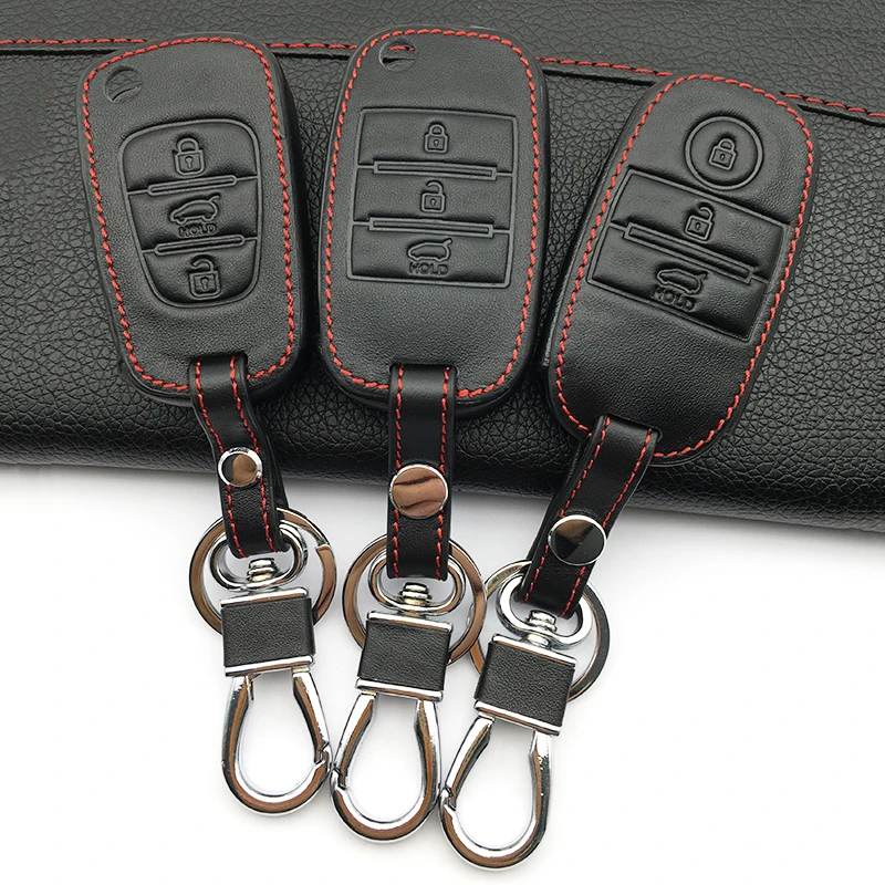 Кожаный чехол для ключей с верхним слоем для Kia Ceed Sorento cerato K3 K3S K4 K5 KX3 Sportage KX5 3 кнопки дистанционного управления