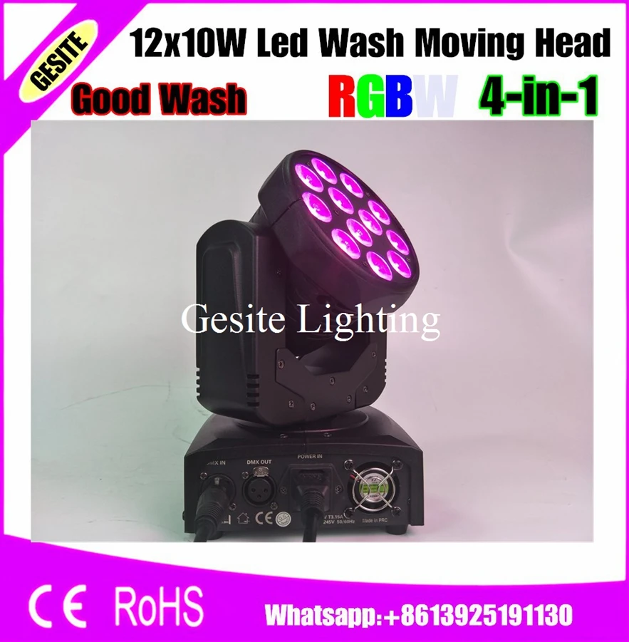 4 шт./лот 12 шт. * 10 Вт в 1 Cree Led движущаяся головка луч света 13/17 DMX каналы моющийся