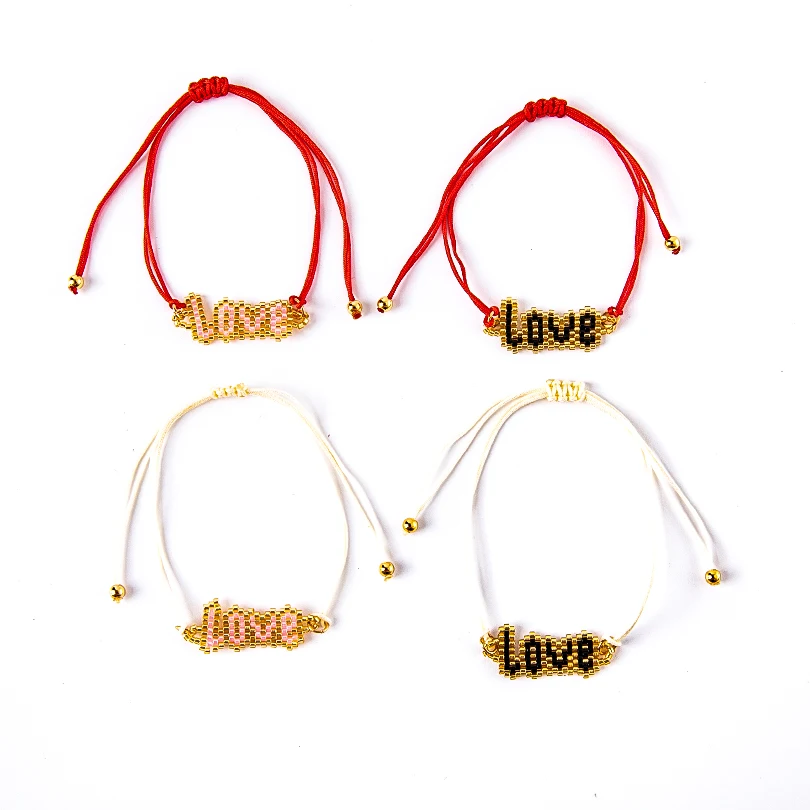 

G.YCX Delicate Miyuki 'LOVE' Couple Friendship Bracelets Women Heart Lucky Red Rope Personalized Bead Bracelets Pulseras Mujer