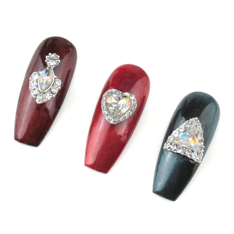 12 шт./кор. микс Стиль дизайн кристаллические стразы АВ 3D Стекло ногтей Стразы для металлическое основание DIY разных камни для дизайна ногтей украшение