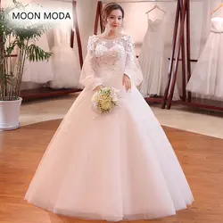 Кружевное Свадебное платье принцессы 2019 с длинным рукавом платье невесты Плюс Размер бальное платье свадебное платье Элегантная линия