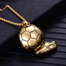 Bike Jewelry Football Necklace Stainless Steel Gothic Biker Pendant & Chain For Men/Women Punk Gift Gold Color dropshipping Bike Jewelry Football Necklace Stainless Steel Gothic Biker Pendant & Chain For Men/Women Punk Gift Gold Color dropshipping