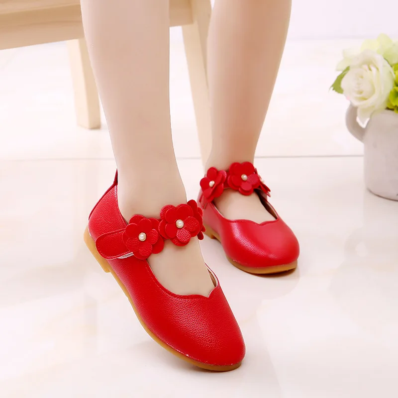 White Pink Kids Toddler Flower Children Girls Wedding Party Dress Princess Leather Shoes For Teens Girls Dance Shoes New 6