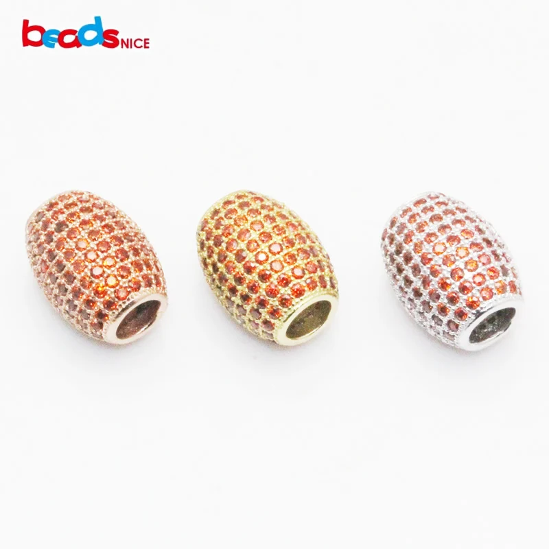 

Beadsnice Oval Spacer Beads Sterling Silver Zirconia Micro Pave Big Hole Beads Handmade Bracelet Accessories ID 25104