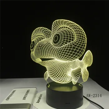 

Big Eye Fish Shape Table Lamp 3D LED USB Night Light 7 Colors Changing Bedroom Home Decor Travel Children Gift Toy AW-2314