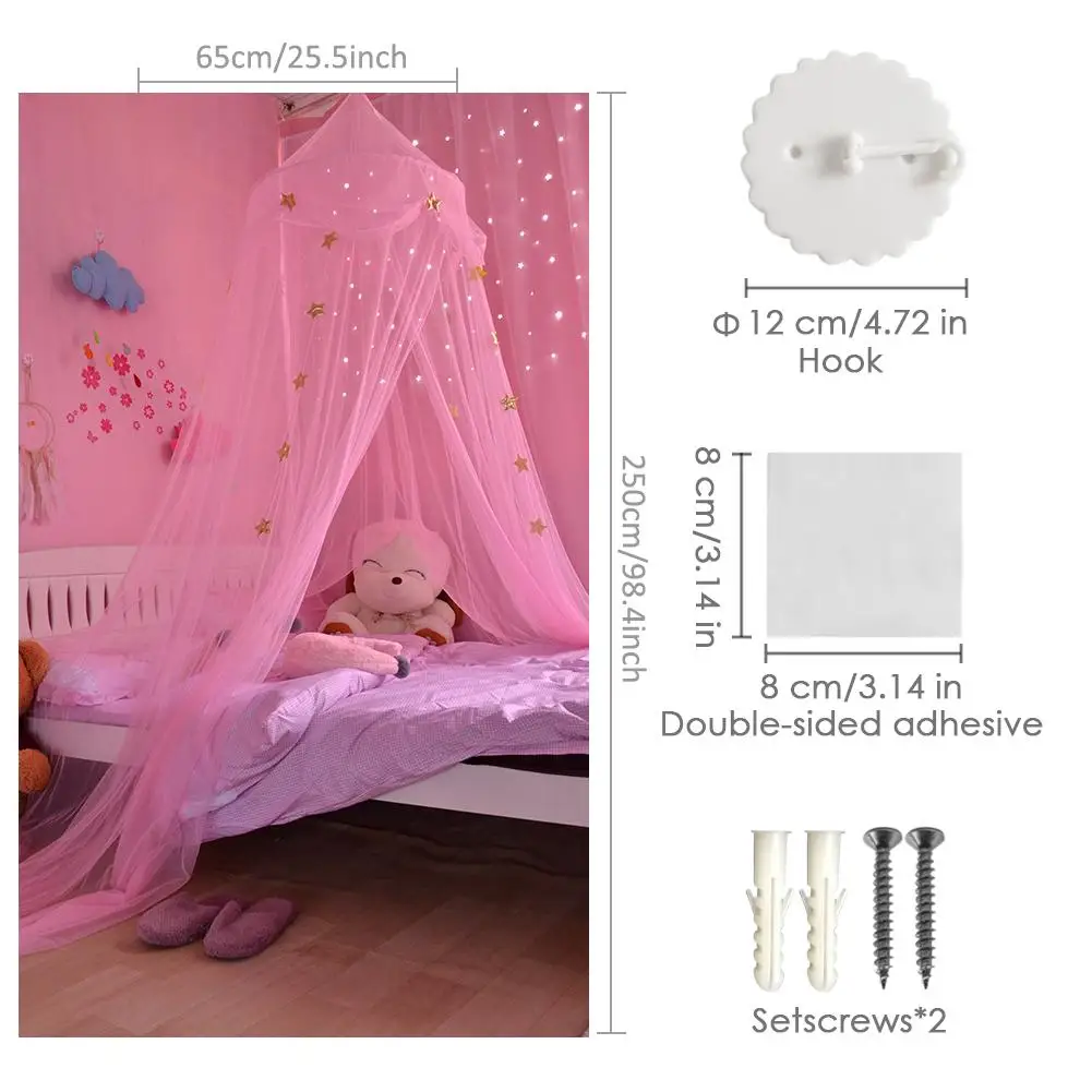 Nordic стиль дети украшения хлопок купол сетки от комаров принцесса детские сарай подзор круглый кровать висит навес тент палатка