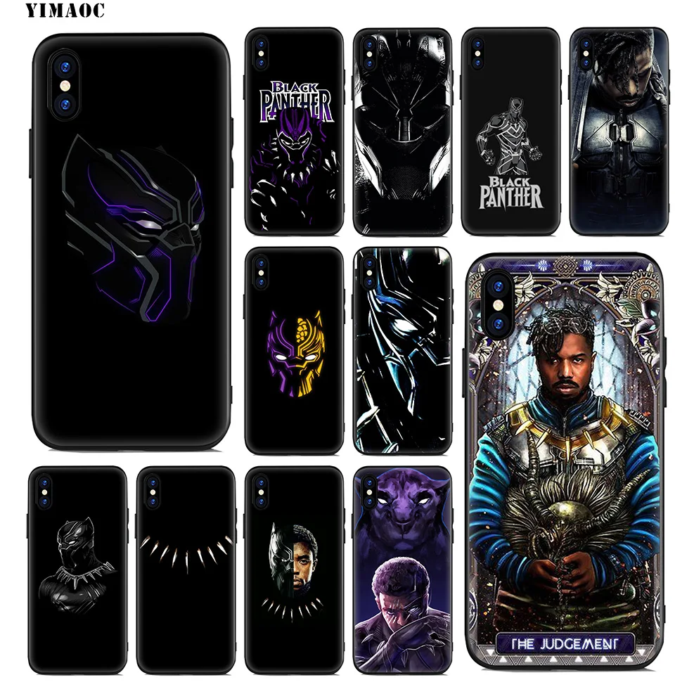 

YIMAOC Black Pather Marvel Soft Silicone Case for iPhone Xr Xs Max X or 10 8 7 6 6S Plus 5 5S SE Cover