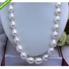 AAA+ 12-15 мм Южное море белый жемчуг в стиле барокко ожерелье 1" Барокко Свадебные украшения