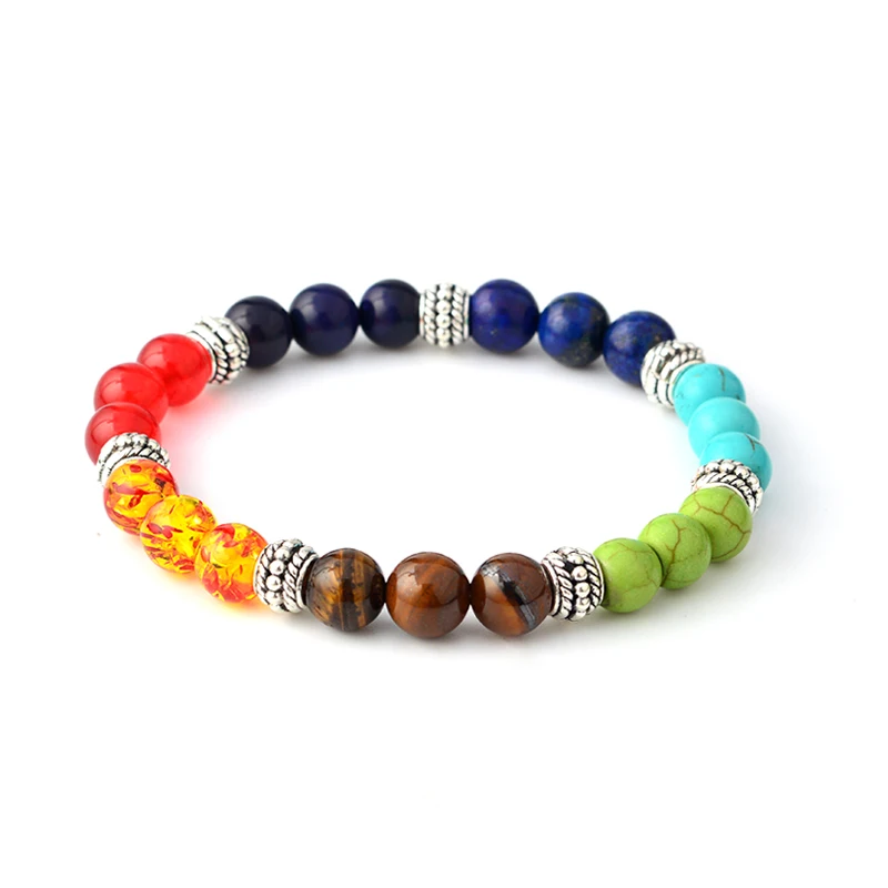 Multi-color 7 Chakra Healing Balance Beads Bracelet Yoga Life Energy Natural Stone Bracelet Women Men Casual Jewelry